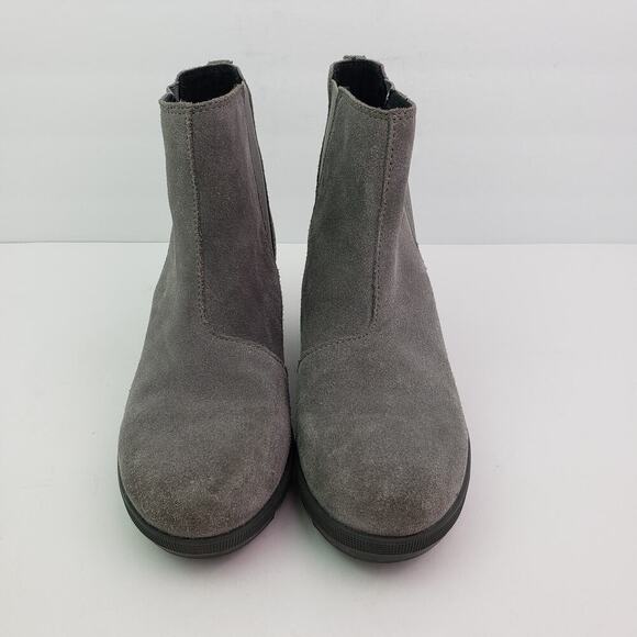 Sorel Joan Of Arctic Girls Size 3Y Gray Suede Hidden Wedge Chelsea Booties Boots - Picture 5 of 11